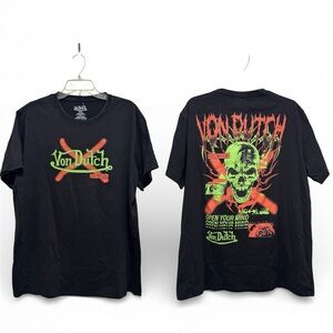 Von Dutch Black Tee with Neon Graphics
